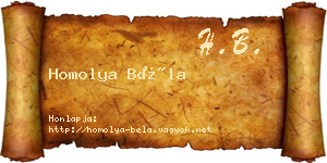 Homolya Béla névjegykártya